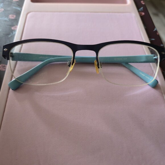 Eddie Bauer 8222 Navy Light Blue Eyeglass Frames 52-19-140 Rectangle Metal - Picture 4 of 14